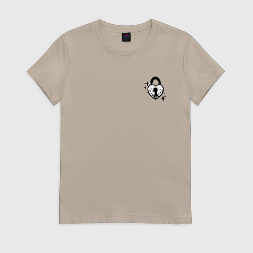 Женская футболка Сердце под замком / Миндальный – фото 1