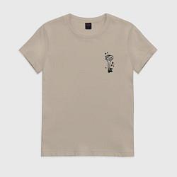 Футболка хлопковая женская Ключик от сердца, цвет: миндальный