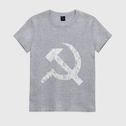Футболка хлопковая женская Серп и молот символ, цвет: меланж