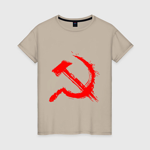 Женская футболка Sickle and hammer red paint / Миндальный – фото 1