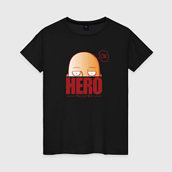 Футболка хлопковая женская Ванпанч герой hero, цвет: черный