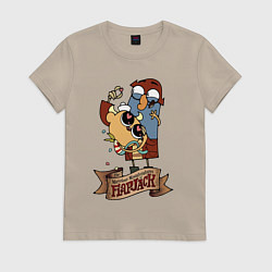 Футболка хлопковая женская Flapjack - heart candies, цвет: миндальный