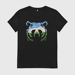 Футболка хлопковая женская Башкирский медведь, цвет: черный