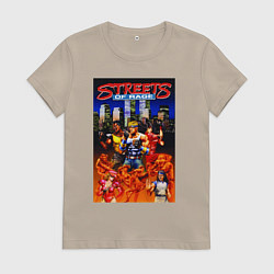 Футболка хлопковая женская Streets of rage - bare knuckle, цвет: миндальный