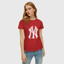 Футболка хлопковая женская New York yankees - baseball logo, цвет: красный — фото 2