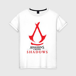 Футболка хлопковая женская Assassins Creed Shadows - badge, цвет: белый