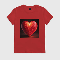 Футболка хлопковая женская Сердце любви, цвет: красный