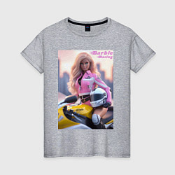 Футболка хлопковая женская Barbie racing - Kawasaki Ninja, цвет: меланж