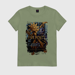 Футболка хлопковая женская Солнце и луна из аниматроников, цвет: авокадо