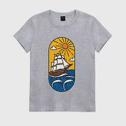 Футболка хлопковая женская Sunny ship, цвет: меланж