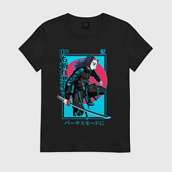 Футболка хлопковая женская Томиока в маске, цвет: черный