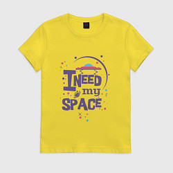 Футболка хлопковая женская I need my space, цвет: желтый