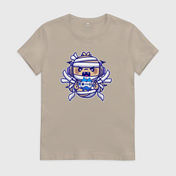 Футболка хлопковая женская Маленький геймер, цвет: миндальный