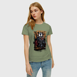 Футболка хлопковая женская Веном черный симбиот, цвет: авокадо — фото 2