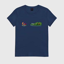 Футболка хлопковая женская Duck and Dragon, цвет: тёмно-синий