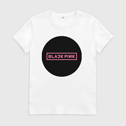 Футболка хлопковая женская Blackpink logotype - group of South Korea, цвет: белый