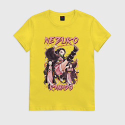 Футболка хлопковая женская Клинок рассекающий демонов Nezuko Kamado, цвет: желтый