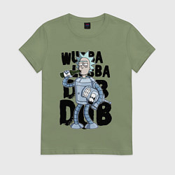Футболка хлопковая женская Рик и Бендер, цвет: авокадо