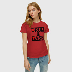 Футболка хлопковая женская Drum and bass color, цвет: красный — фото 2