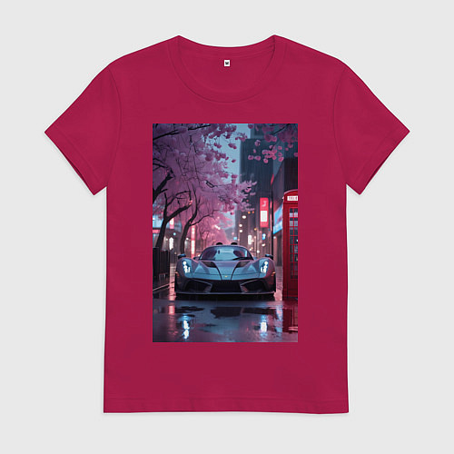 Женская футболка Суперкар и сакура / Маджента – фото 1