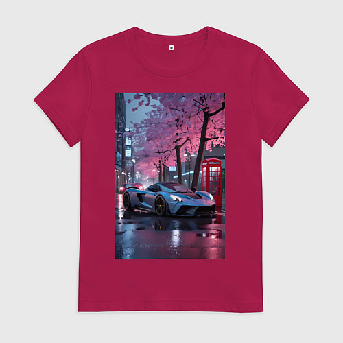 Женская футболка Суперкар и сакура / Маджента – фото 1