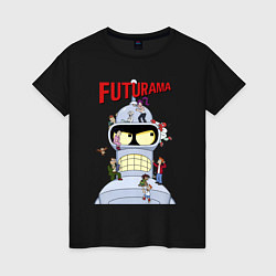 Футболка хлопковая женская Futurama all, цвет: черный