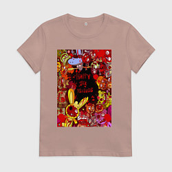 Футболка хлопковая женская Счастливые лесные друзья - мясо, цвет: пыльно-розовый