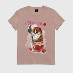 Футболка хлопковая женская С днем варенья, цвет: пыльно-розовый