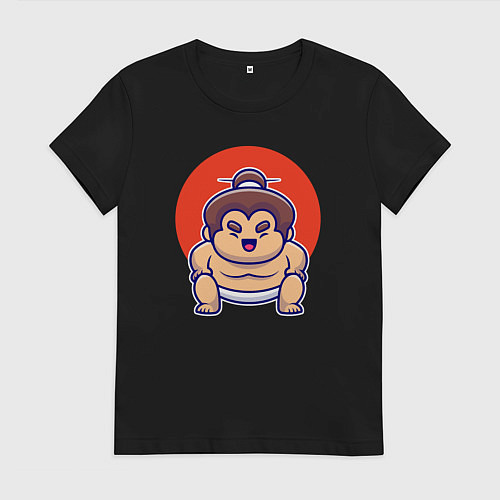 Женская футболка Маленький сумоист / Черный – фото 1