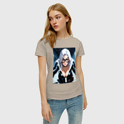 Футболка хлопковая женская Черная кошка Фелиция Харди, цвет: миндальный — фото 2