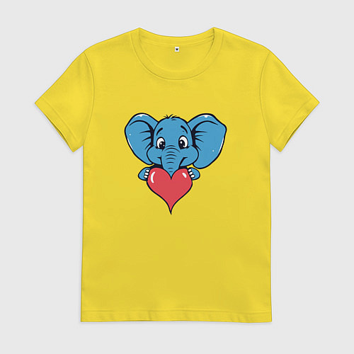 Женская футболка Слон и сердце / Желтый – фото 1