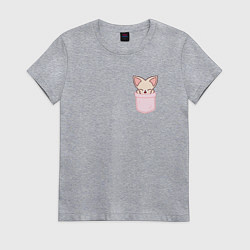 Футболка хлопковая женская FoxINy in pocket, цвет: меланж