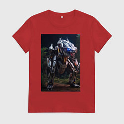 Футболка хлопковая женская Робот в стиле Horizon, цвет: красный