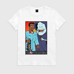 Футболка хлопковая женская Ghostbusters - Winston and the sandman, цвет: белый