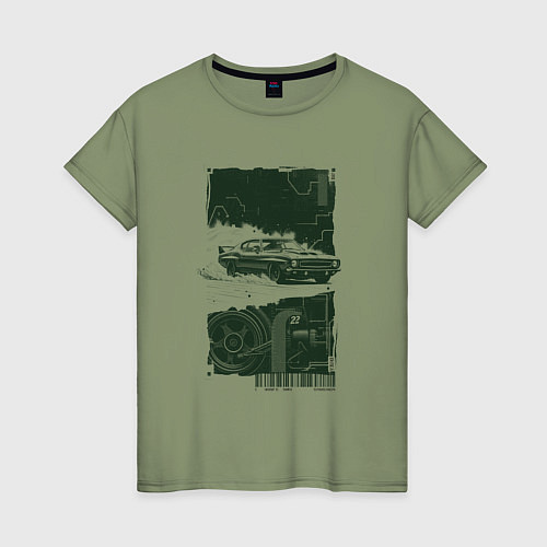 Женская футболка Спорткар в гранж стиле / Авокадо – фото 1