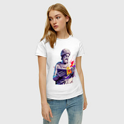Футболка хлопковая женская Античная статуя и граффити, цвет: белый — фото 2
