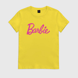 Футболка хлопковая женская Барби надпись, цвет: желтый