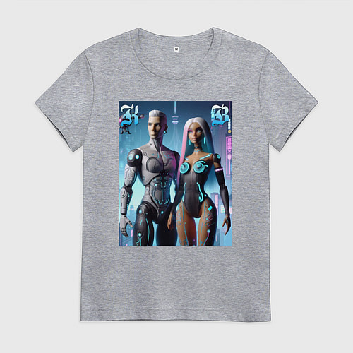 Женская футболка Barbie and Ken - cyber fantasy / Меланж – фото 1