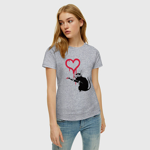 Женская футболка Rat heart / Меланж – фото 3