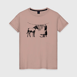 Футболка хлопковая женская Banksy zebra, цвет: пыльно-розовый