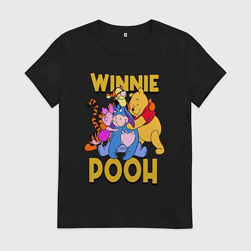 Женская футболка Winnie Pooh hugs / Черный – фото 1