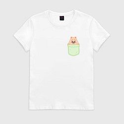 Футболка хлопковая женская Han quokka in pocket, цвет: белый