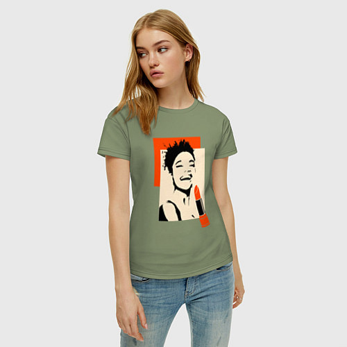 Женская футболка Девушка с помадой в стиле поп-арт / Авокадо – фото 3