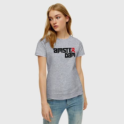 Женская футболка Amsterdam city / Меланж – фото 3