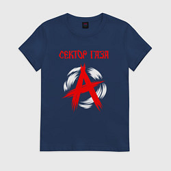 Футболка хлопковая женская Сектор газа анархия, цвет: тёмно-синий