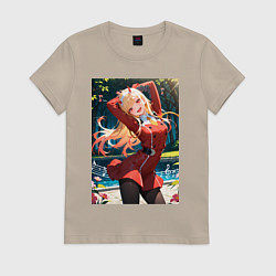 Футболка хлопковая женская Марин Китагава косплей 002 Darling in the Franxx, цвет: миндальный