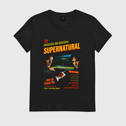 Футболка хлопковая женская Сверхъестественное Possessed and obsessed, цвет: черный