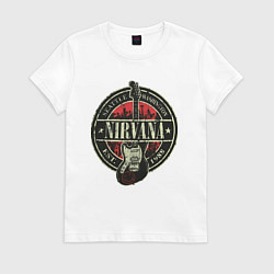 Футболка хлопковая женская Нирвана гранж, цвет: белый