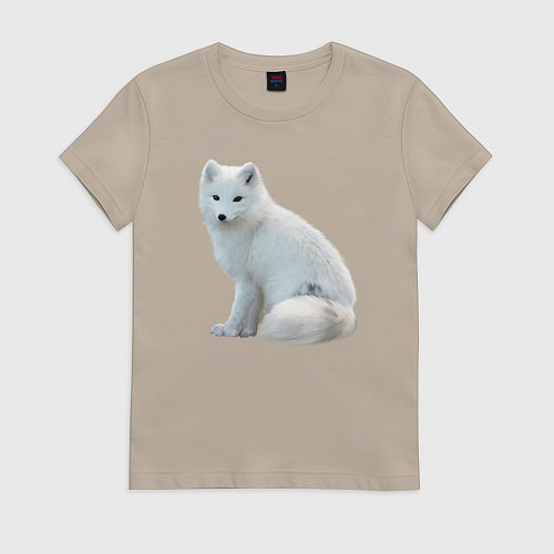 Женская футболка Белая северная лиса / Миндальный – фото 1