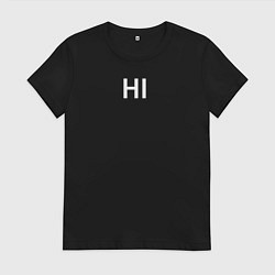 Футболка хлопковая женская Hi bye, цвет: черный